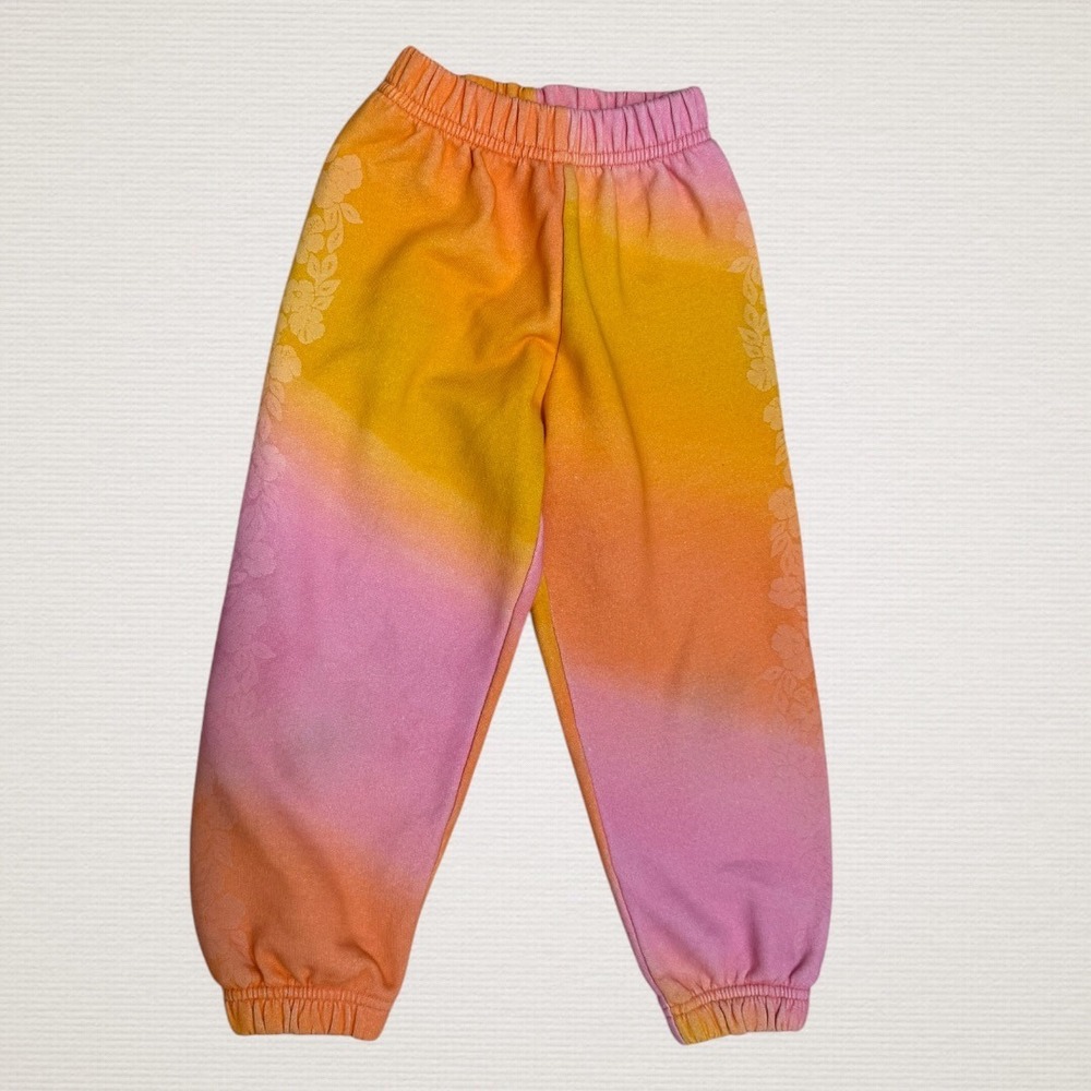 ERL Sweatpants Kids Size 4 Orange Pink Ombre Floral Side Stripe Venice Beach
